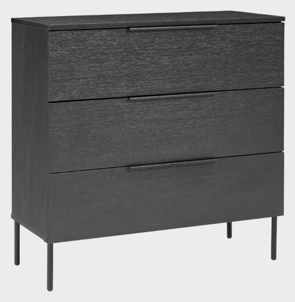 Lucca Wooden Chest Of 3 Drawers In Black