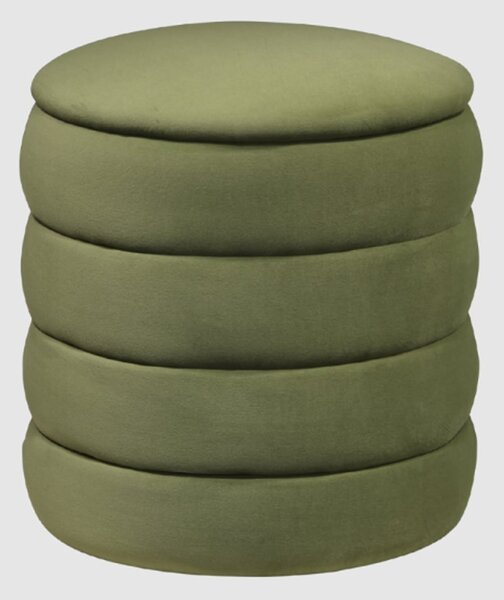 Rifle Fabric Cylindrical Ribbed Stool In Olive Green