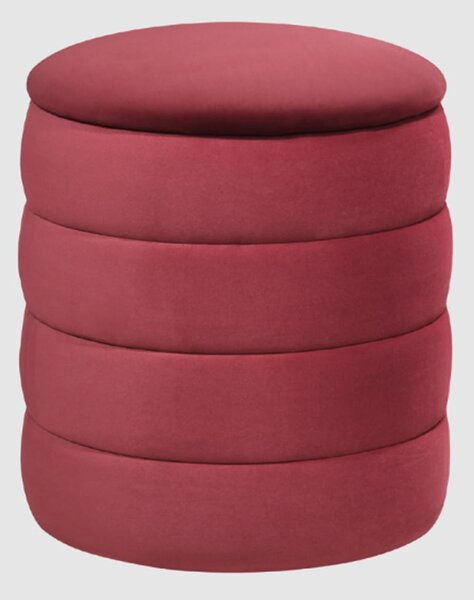 Rifle Fabric Cylindrical Ribbed Stool In Burgundy