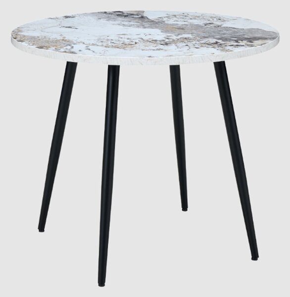 Hobart Wooden Round Dining Table In Pandora Marble Effect