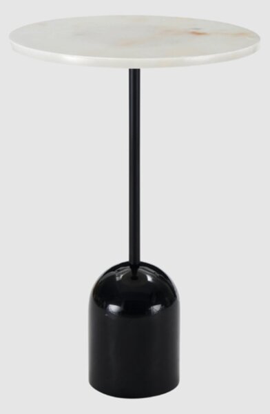 Thorsby Marble Round Lamp Table With Black Metal Pole In White