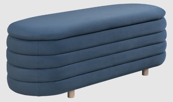 Rifle Velvet Storage Ottoman In Blue