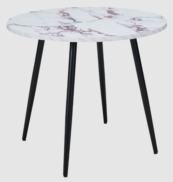 Hobart Wooden Round Dining Table In Violetta Marble Effect