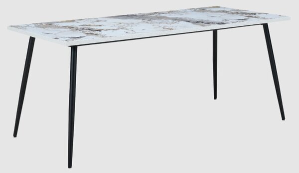 Hobart Large Wooden Dining Table In Pandora Marble Effect