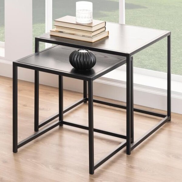 Salvo Wooden Nest Of 2 Tables In Ash Black