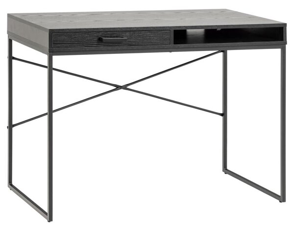 Salvo Wooden Laptop Desk With 1 Drawer In Ash Black