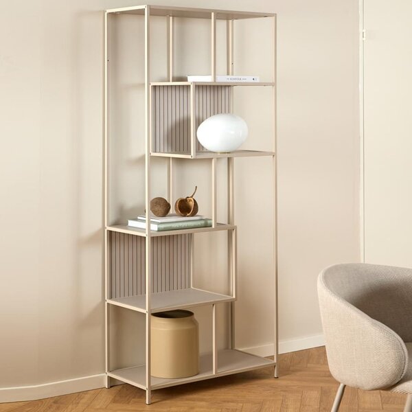Salvo Wooden Bookcase With 5 Shelves And Back Panel In Grey