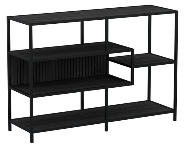 Salvo Wooden Bookcase With 4 Shelves And Back Panel In Ash Black