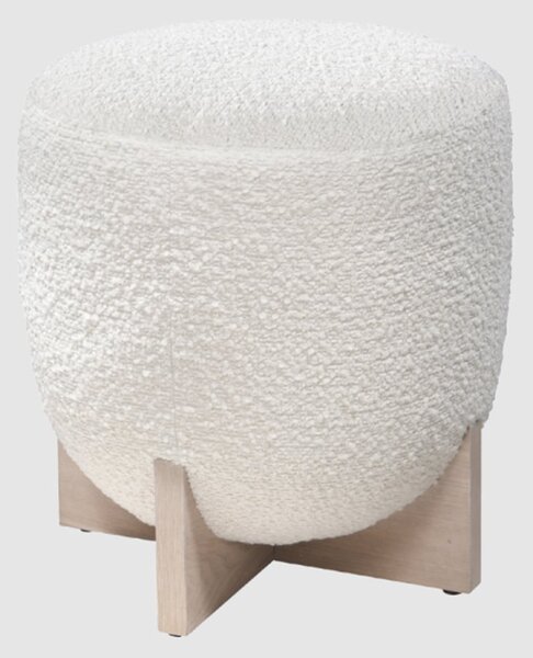Wichita Fabric Stool With White Wash Leg Base In Cologne Ivory