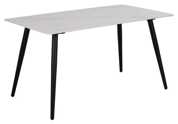 Waukee Ceramic Dining Table With Matt Black Legs In White Unico