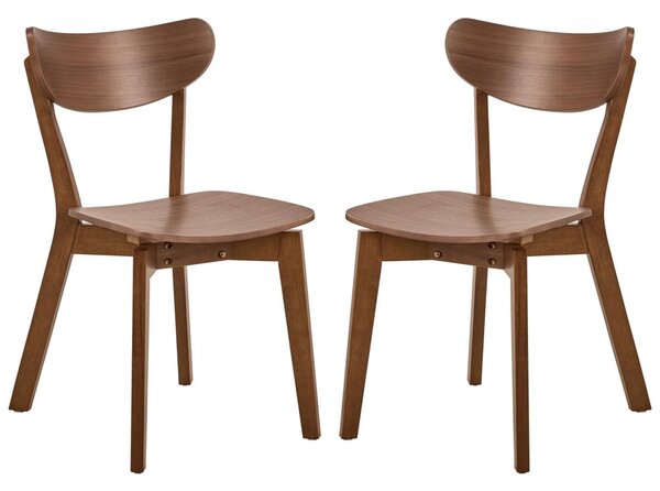 Reims Matt Walnut Wooden Dining Chairs In Pair