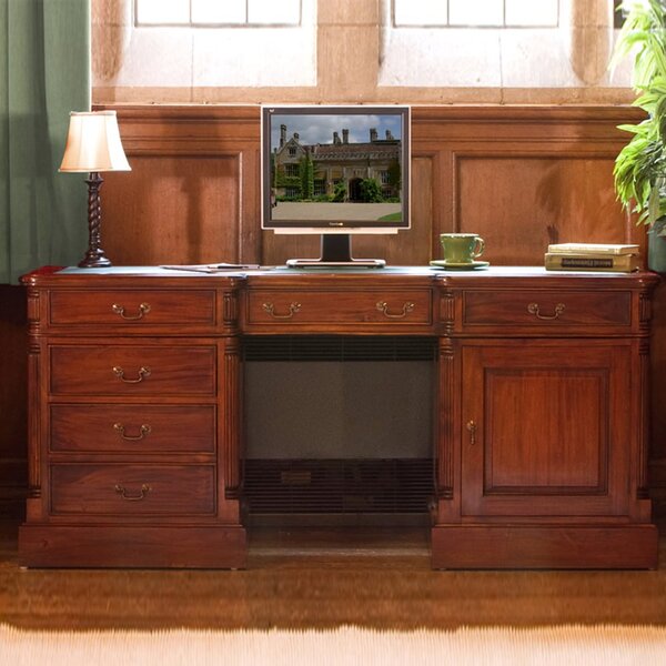 Laconia Wooden Laptop Desk With 1 Door 6 Drawers In Mahogany