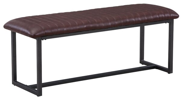 Vandalia PU Leather Dining Bench With Metal Frame In Vintage Brown