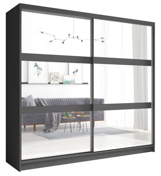 Flora Mirrored Wardrobe With 2 Sliding Doors In Graphite