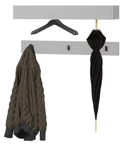 Silvis Horizontal Wooden Hallway Coat Hanger In Grey