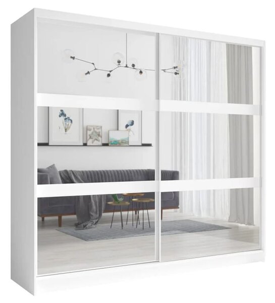 Flora Mirrored Wardrobe With 2 Sliding Doors In White