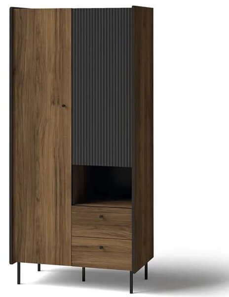 Preston Wooden Wardrobe With 2 Doors In Oak Walnut