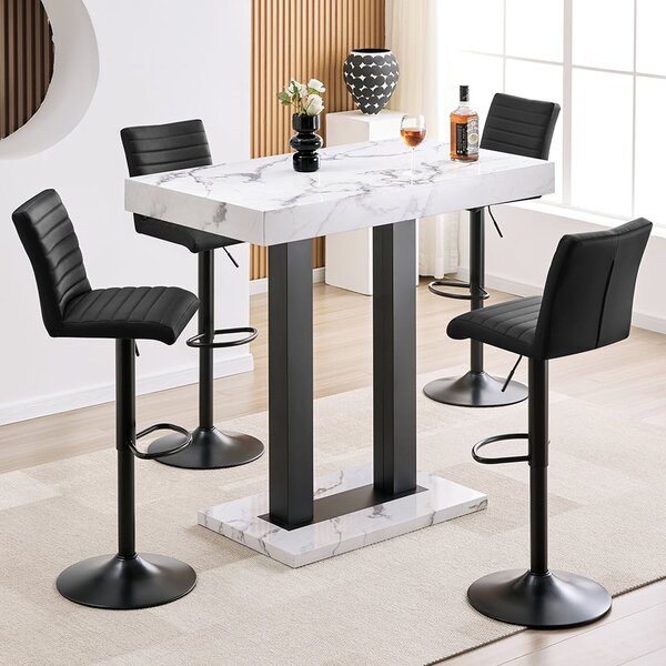 Caprice Small Diva Gloss Bar Table Black Base 4 Ripple Black Stools