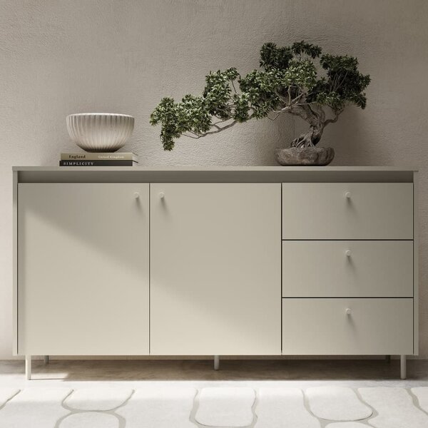Truckee Wooden Sideboard With 2 Doors 3 Drawers In Cashmere