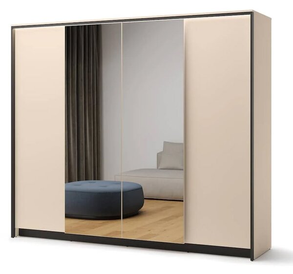 Eureka Wooden Wardrobe With 4 Doors In Beige And LED