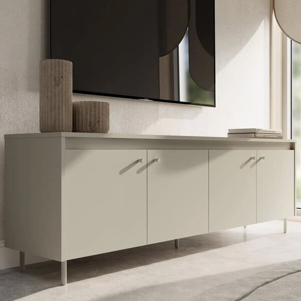 Truckee Wooden TV Stand With 4 Doors In Cashmere