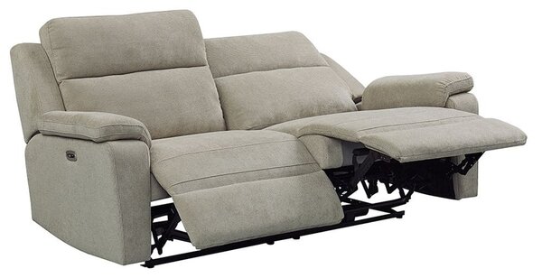 Tyrone Fabric Electric Recliner 3 Seater Sofa In Taupe