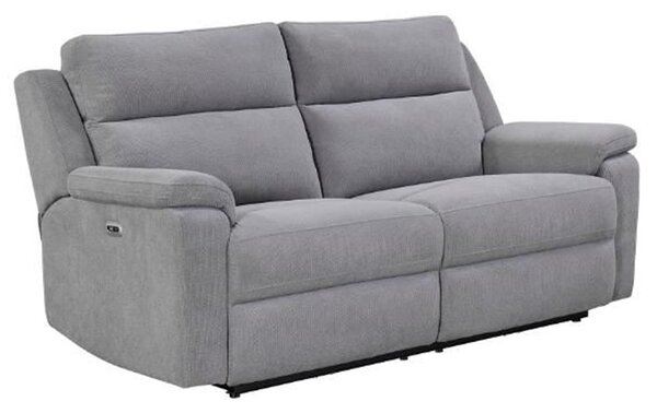 Tyrone Fabric Electric Recliner 3 Seater Sofa In Stone