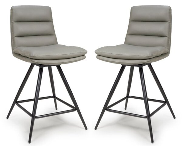 Norton Truffle PVC Fabric Counter Bar Chairs With Metal Legs In Pair