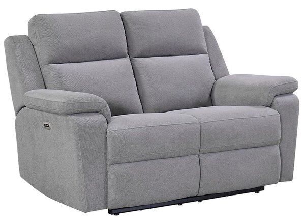 Tyrone Fabric Electric Recliner 2 Seater Sofa In Stone