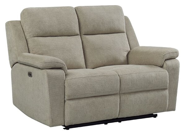 Tyrone Fabric Electric Recliner 2 Seater Sofa In Taupe
