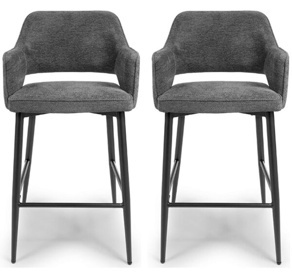 Tipton Dark Grey Fabric Bar Chairs In Pair