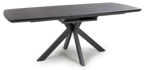 Beloit Large Wooden Extending Dining Table In Ash Black