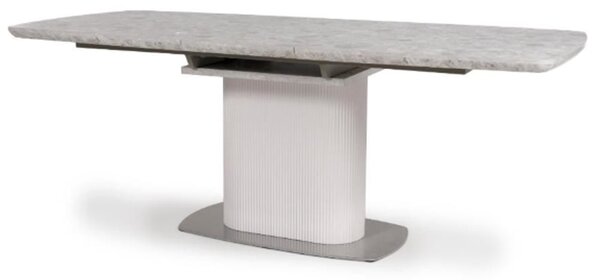 Tupelo Large Wooden Extending Dining Table In White Marble Effect