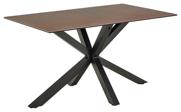 Hebron Small Ceramic Top Dining Table In Rusty Brown