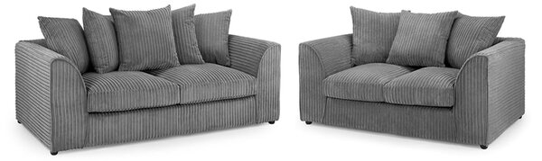 Hyeres Fabric 3+2 Seater Sofa Set In Grey