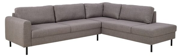 Onalaska Fabric Corner Sofa In Light Grey Brown