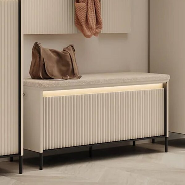 Trier Wooden Hallway Seating Bench In Beige And LED