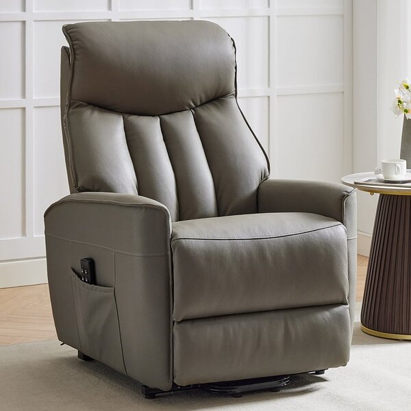 Balzac Leather Electric Recliner Chair In Taupe