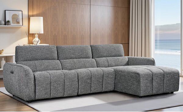 Truro Fabric Right Hand Electric Recliner Corner Sofa In Charcoal