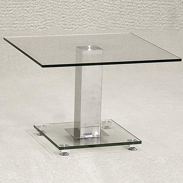 Ankaria Clear Glass Square Lamp Table With Chrome Base