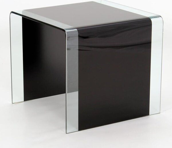 Afya Glass Square Lamp Table In Black And Clear