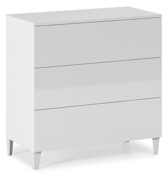 Adonia Wooden Chest Of 3 Drawers With Chrome Legs In White