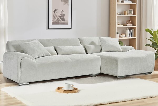 Modesto Fabric Right Hand Corner Sofa In Beige