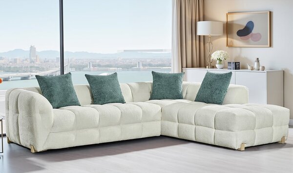 Genova Fabric Right Hand Corner Sofa In Beige