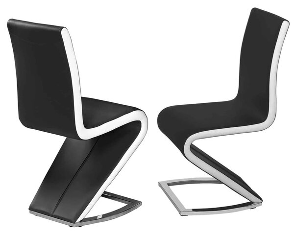 Aelia Black White PU Leather Dining Chairs In Pair