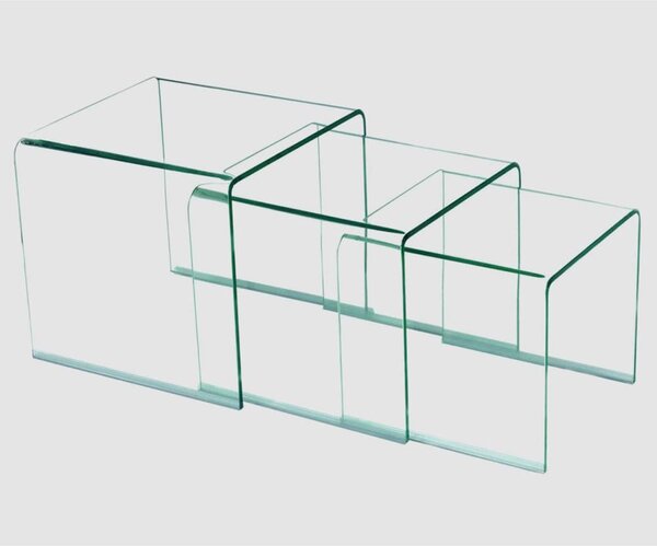 Afya Glass Square Nest Of 3 Tables In Clear