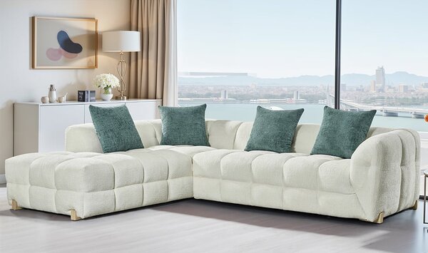 Genova Fabric Left Hand Corner Sofa In Beige