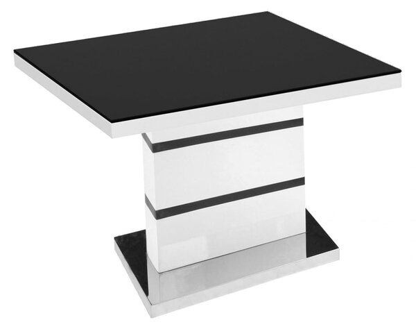 Aelia Black Glass Top Lamp Table With White High Gloss Base