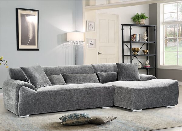 Modesto Fabric Right Hand Corner Sofa In Charcoal
