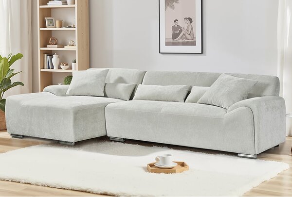 Modesto Fabric Left Hand Corner Sofa In Beige